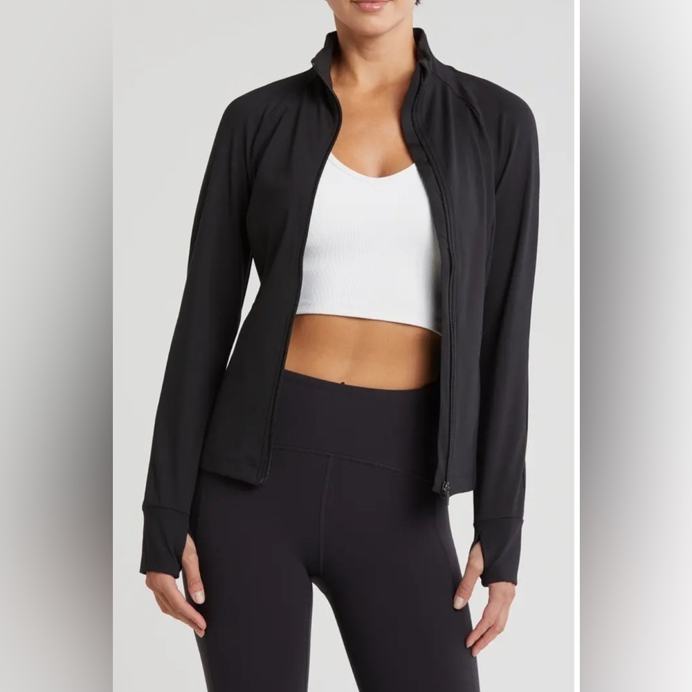 Yogalicious Luxe Zip Jacket Black Size XL. Thumb holes , full zip.